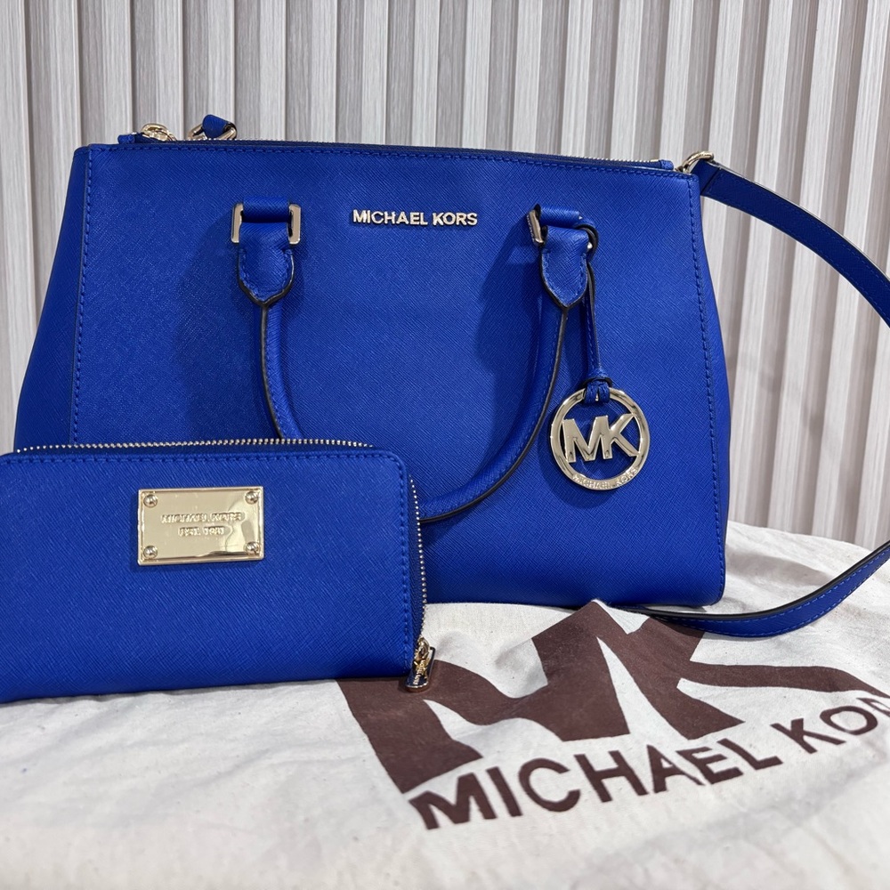 Michael Kors Vibrant Blue Satchel and Wallet